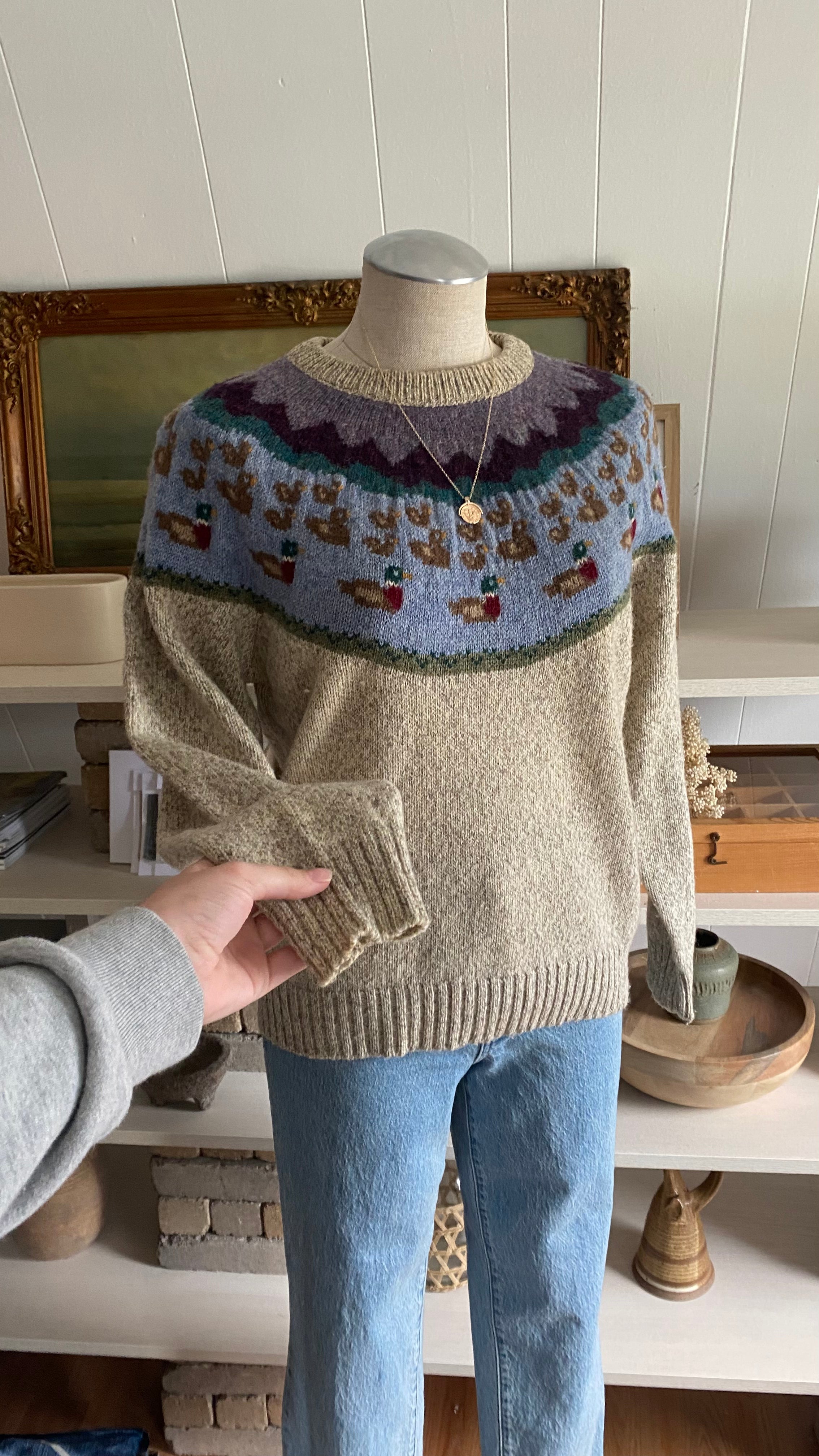 Vintage medium Eddie Bauer duck knit wool sweater medium – Shop